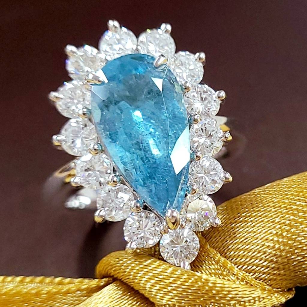 ミラノ☆非加熱アイオライトサンストーン、パライバトルマリン☆リング