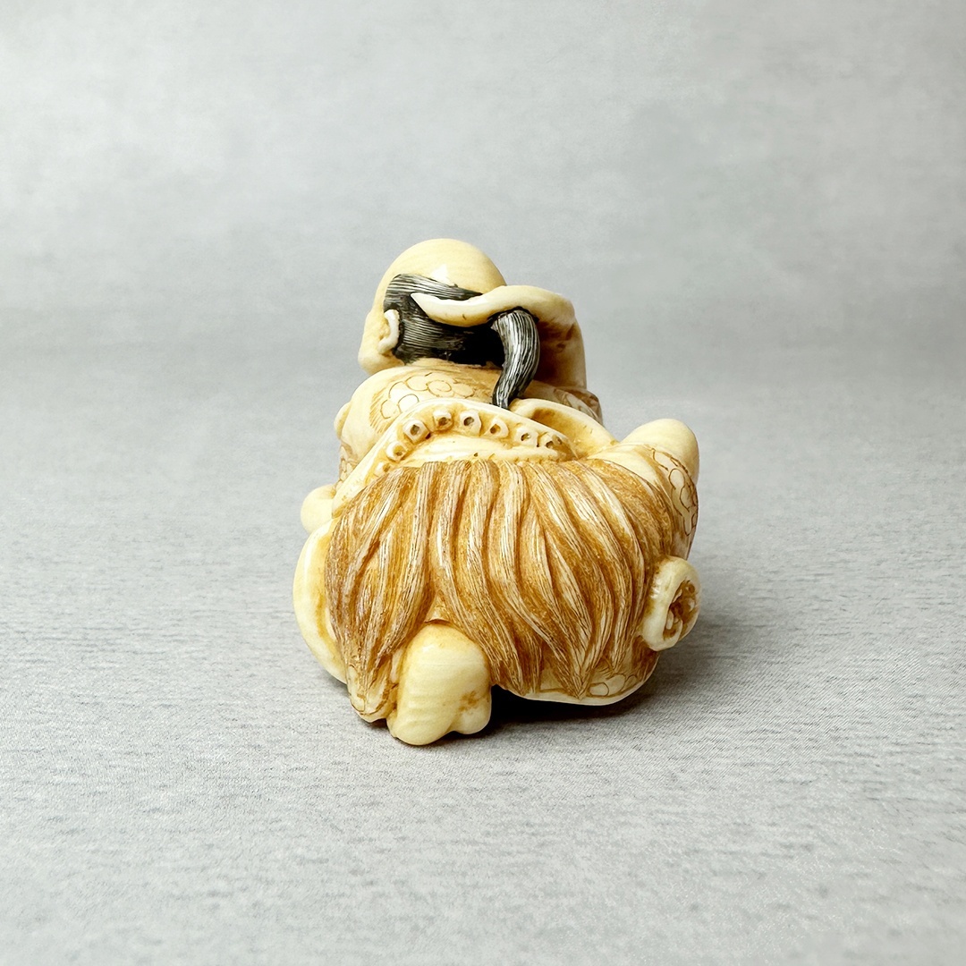 古美術 雨蛙象牙 根付 蛸と漁師