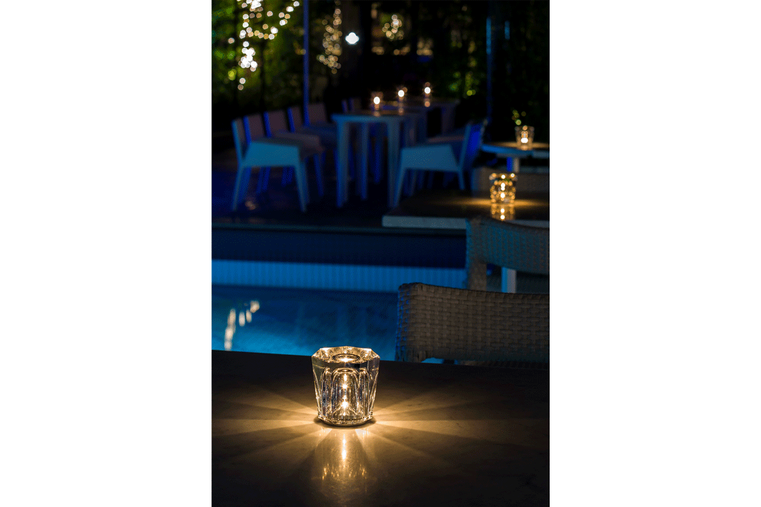 コバルトブルー カットガラスランプ コバルトブルー カットガラス