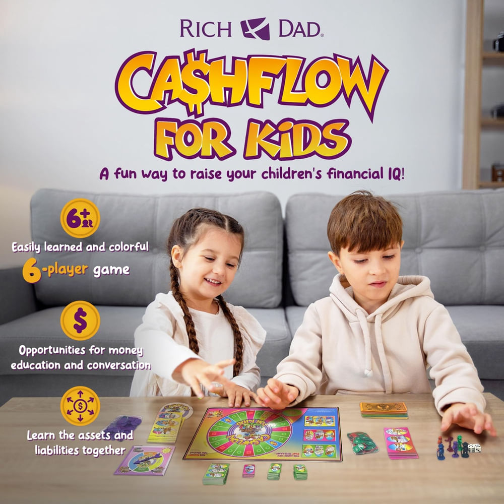 Jogo de Tabuleiro Rich Dad cashflow 6 Player Money Management Kids