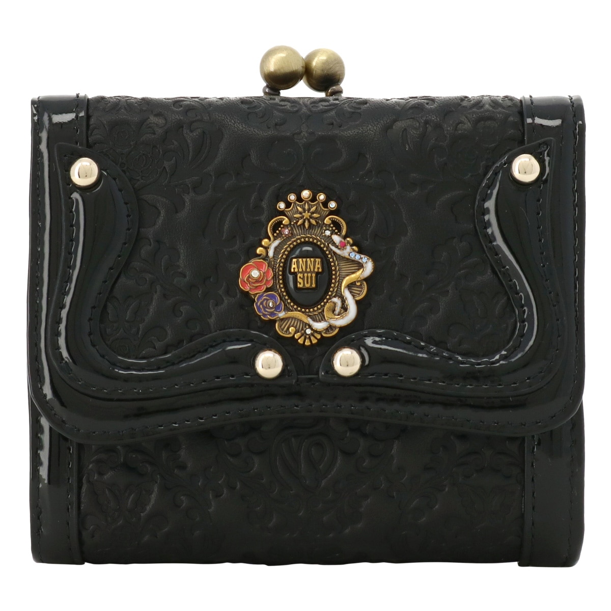 ANNA SUI アナスイ 二つ折り財布 がま口 本革 レディース セルパン