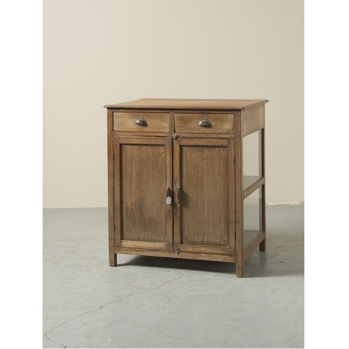 キャビネット アンティーク家具 おしゃれ 木製 シェルフ 2段 ガラス