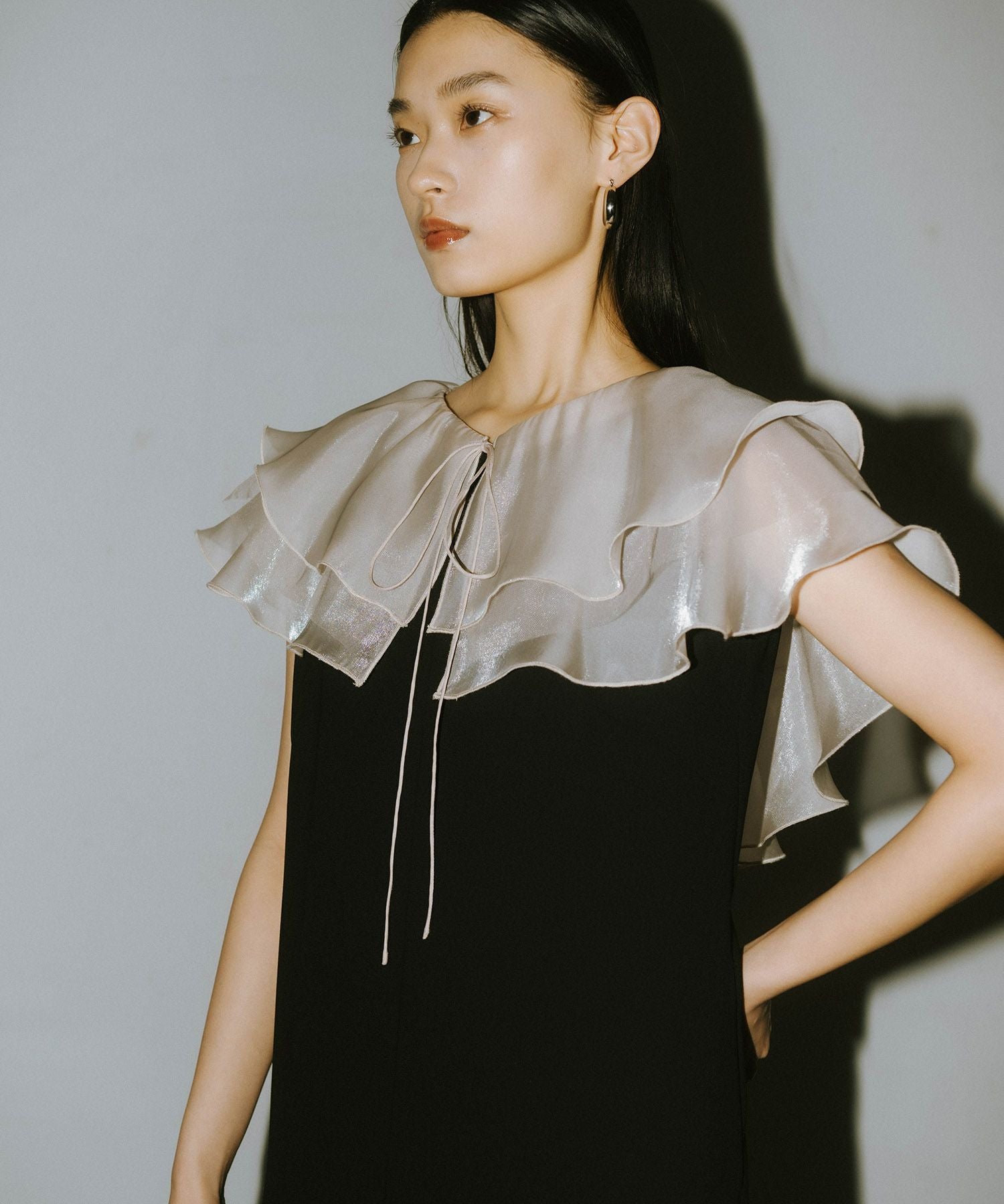 glossy multi ruffle dress | ANDRESD