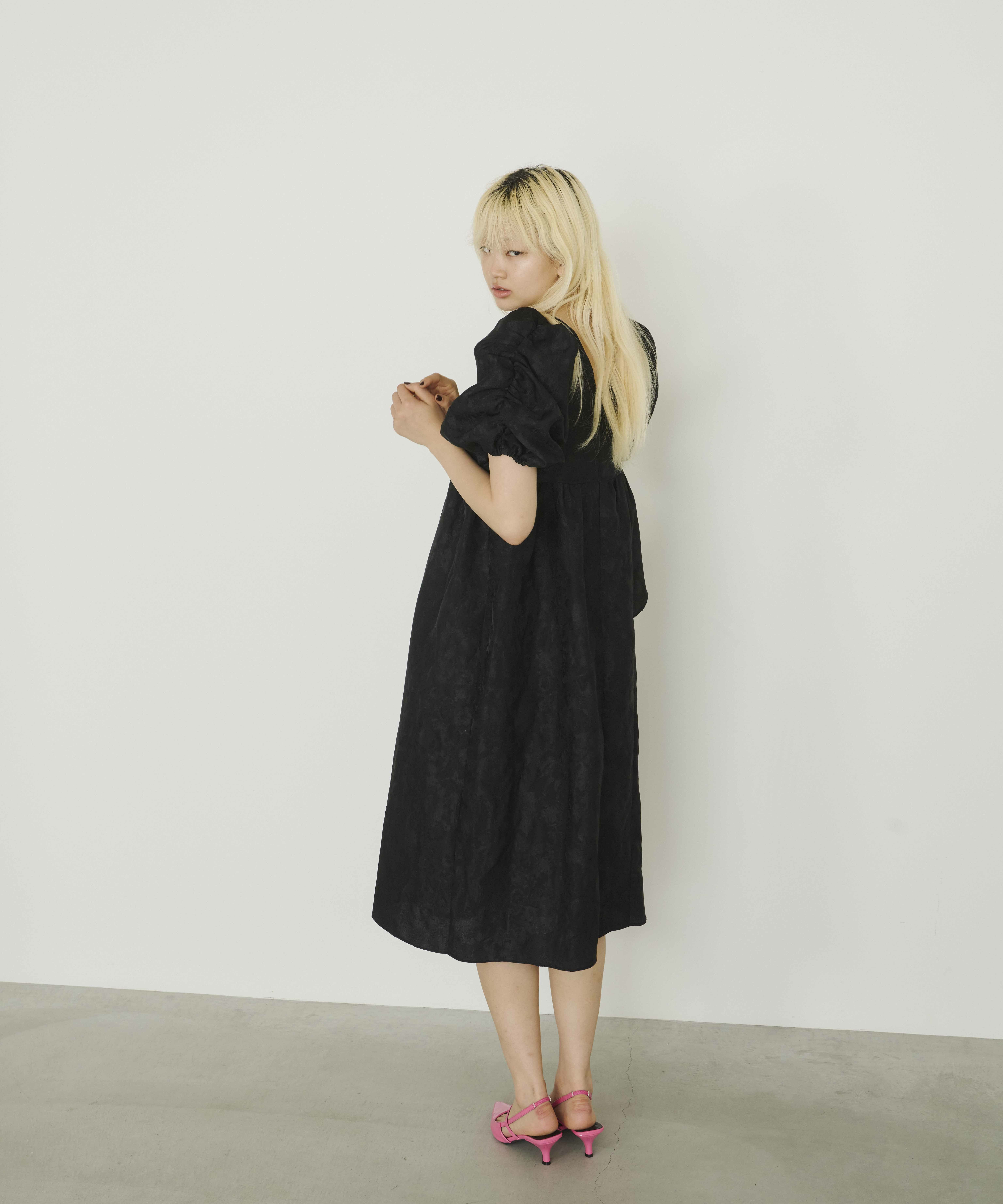 bubble sleeve jacquard dress | ANDRESD