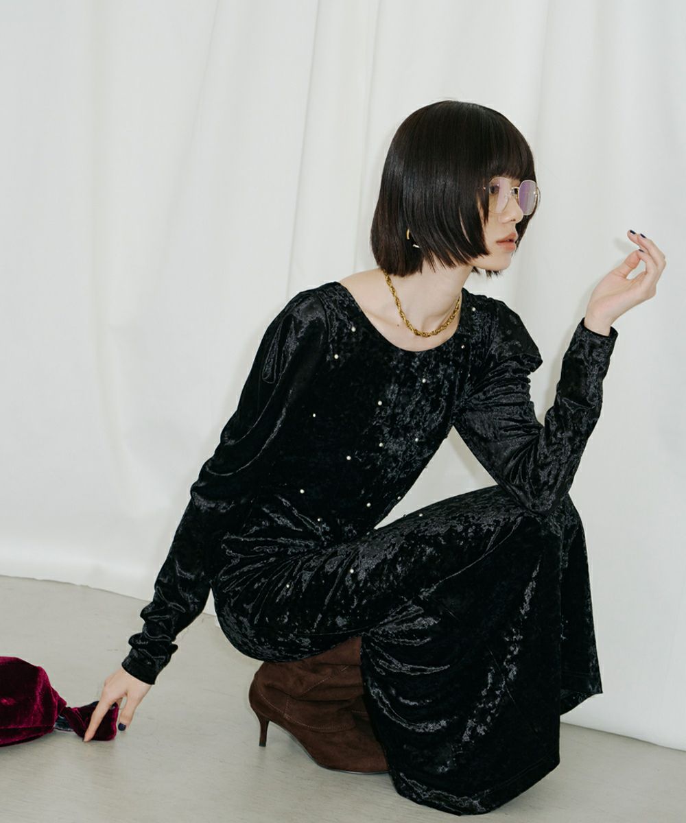 pearl glow velour dress チョーカー付 即日発送！ pearl glow velour