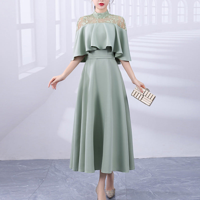 大きいサイズ レディース｜大きいサイズ□レースケープのドレス