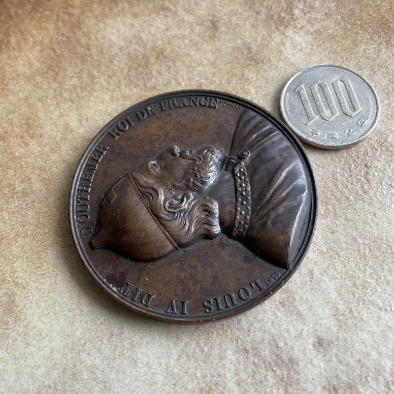 超レア！ルイ4世19世紀ブロンズメダルアンティークドイツ/勲章ミリタリー