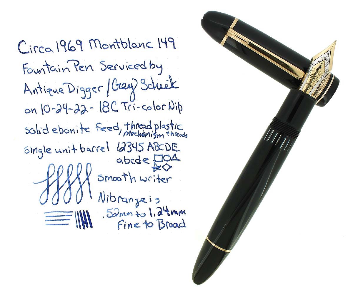 C1969 MONTBLANC MEISTERSTUCK N°149 FOUNTAIN PEN 18C NIB GERMANY