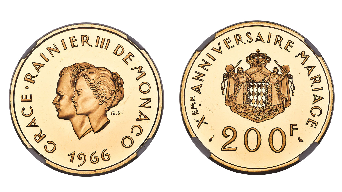 1966年 モナコ 5フラン硬貨 レーニエ 3 世 No.27 1966年 モナコ 5