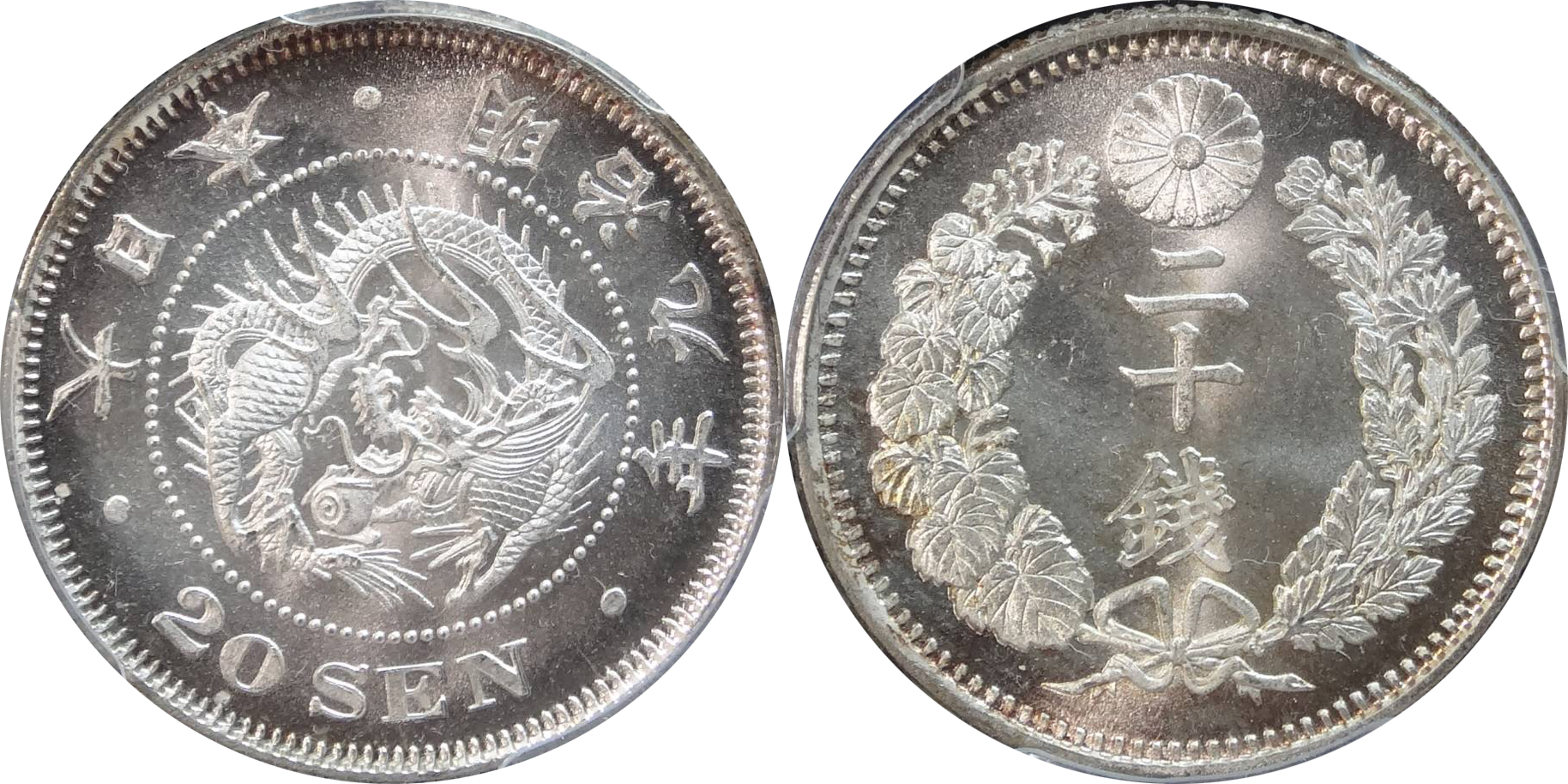 n*o様 古銭 日本貨幣 銀貨 竜20銭銀貨 特年 明治34年 コレクター品 希