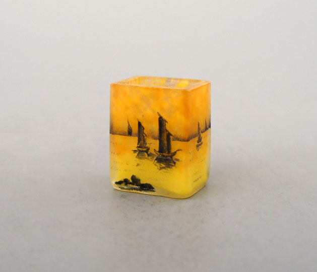 ドーム・ナンシー「帆船風景文ミニチュア花瓶」《アンティックかとう》