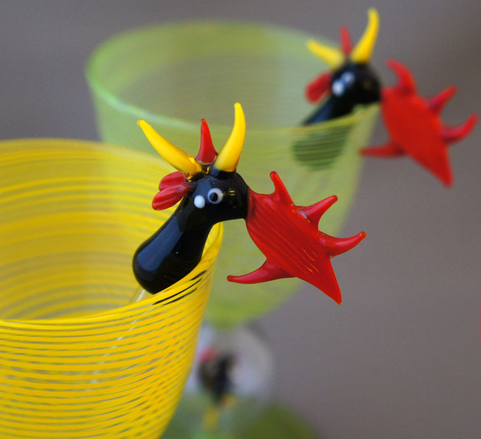 オーストリアビミエ工房アンティークフィギュア入りグラス