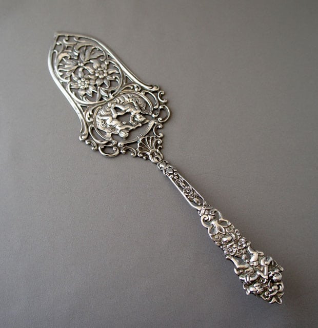 ドイツ ケーキサーバー ヴィンテージ 薔薇・天使 シルバー835 純銀