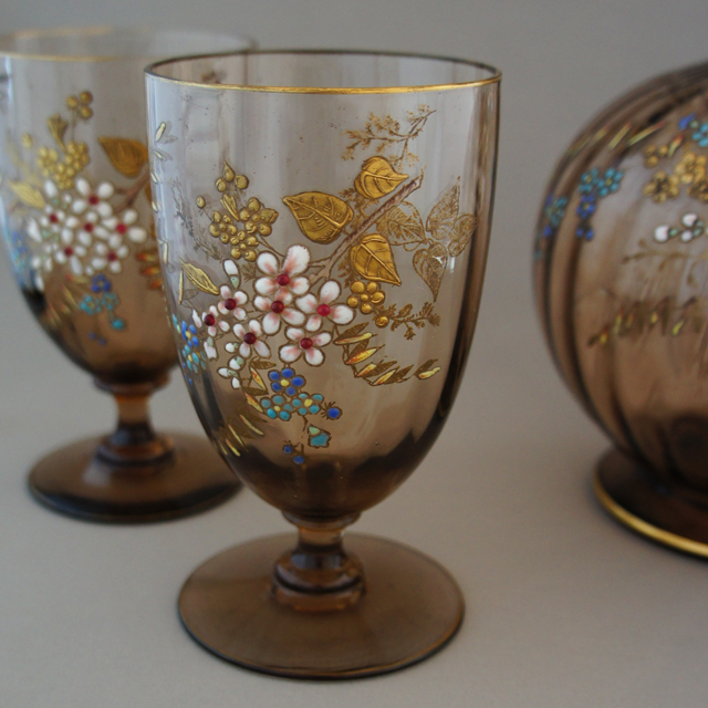 19世紀 フランスエナメル彩杯 化粧箱付 高約15.5㎝ 東Y8-0106☆2F 19