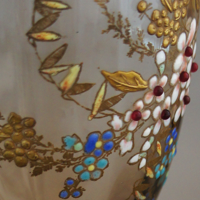 ボヘミアンクリスタル フラワーベース 金彩 ブルー エナメル 【公式通販】