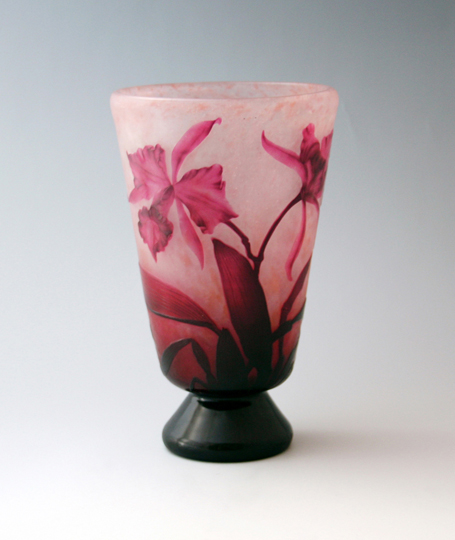 ドームナンシー 筒型花瓶高さ22cm 被せガラスアンテルカレール幹立体