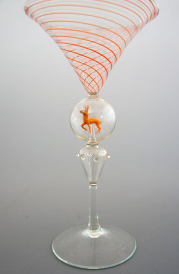 オーストリアビミニ工房によるレース吹きガラス花瓶 オーストリア