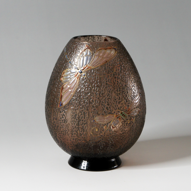 エミール・ガレ「蝶と蝉文花瓶」《アンティックかとう》