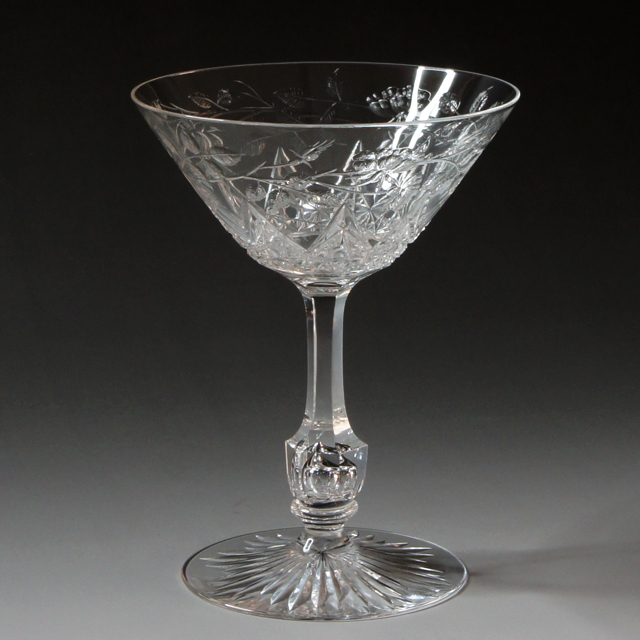 オールドバカラ「野薔薇文 シャンパンクープ H 13cm」《アンティック