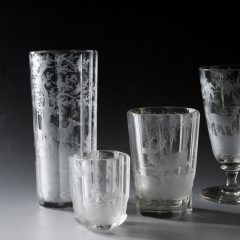 大ぶりなゴブレット ウランガラス 和ガラス グラス 八角形台