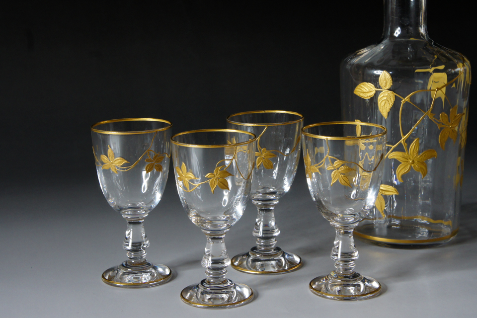 オールドバカラ「ジャポニスム 草花文 リキュールセット