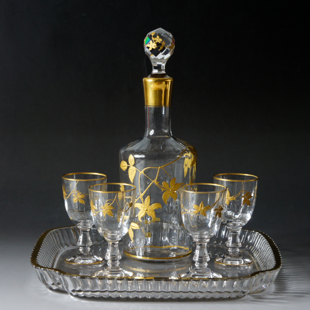 オールドバカラ「ジャポニスム 草花文 リキュールセット