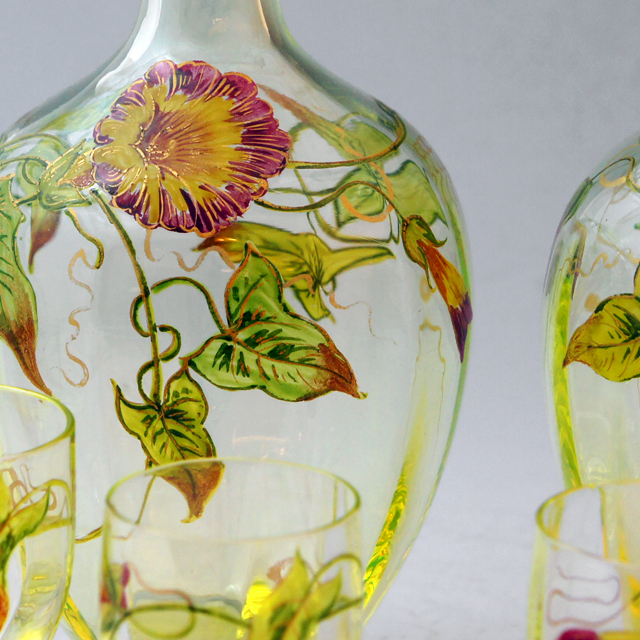 ぷっちまま☆オールドバカラ 香水瓶M＆ラスター彩エナメル彩グラス2客