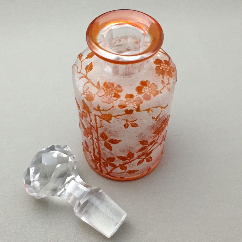 オールドバカラ「エグランチェ E'GLANTIER 香水瓶（橙色ガラス） h14cm