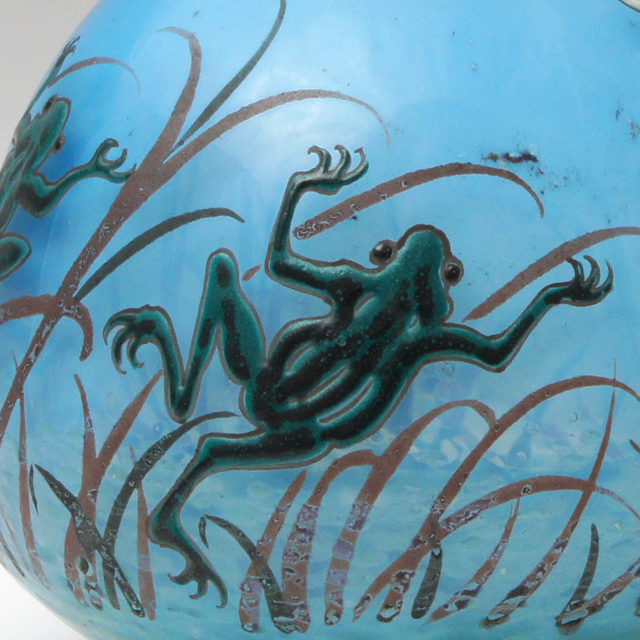 ガレガラス カワセミ紋瓶 送料込み0623 ガレガラス カワセミ紋瓶 送料