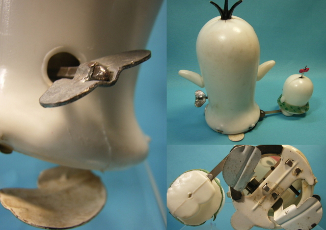 オバケのQ太郎＆パー子のゼンマイ式人形（足はブリキ・本体はポリ製