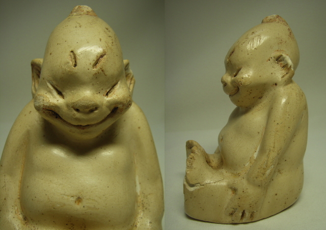 アンティーク 1908年 台座付 石膏製 初代ビリケン 【TO2316】