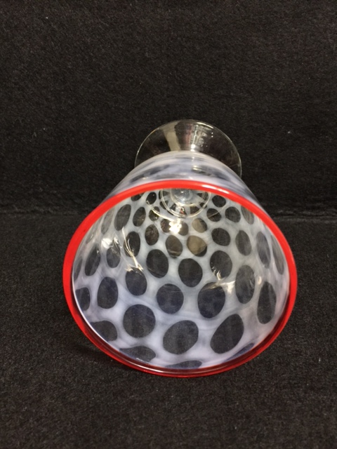 希少☆氷コップ 水玉柄 赤縁 なつめ型 12．5cm 吹きガラス 大正