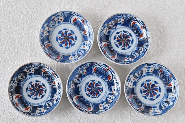 古伊万里 染付 大明年製銘 小さな豆皿 5枚セット - 生活骨董と古布の