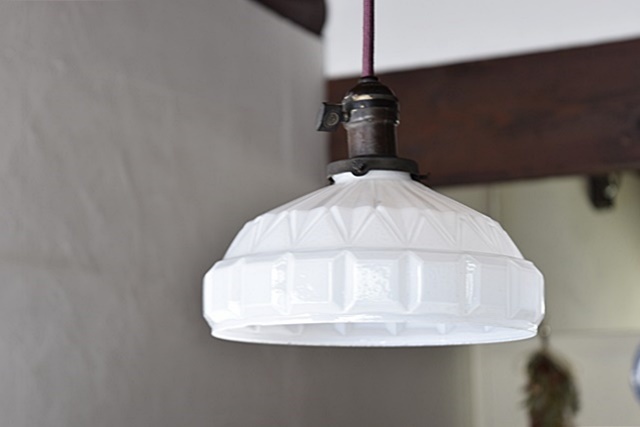 1930年代 アール・デコ ミルクガラス 電気傘 電傘 シェード 【公式通販】