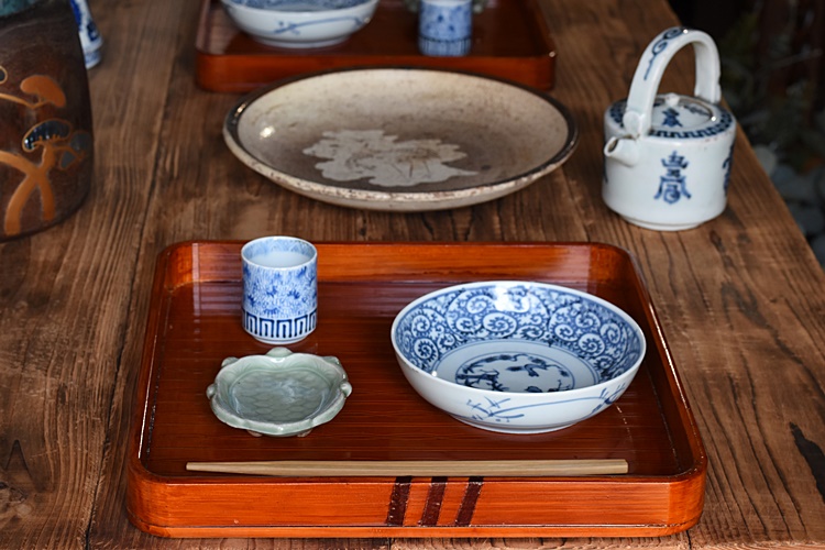 春慶塗の会席膳と吸物膳 - 生活骨董と古布のアンティークショップ