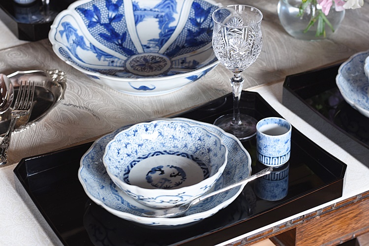 古伊万里 染付 微塵唐草の図 膾皿 3客 E980AS-CUx 古伊万里 染付 微塵