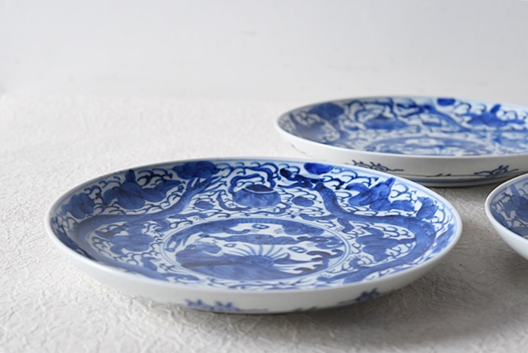 献上手書き伊万里焼 五寸皿 登り鯉 5枚 献上手書き伊万里焼 五寸皿