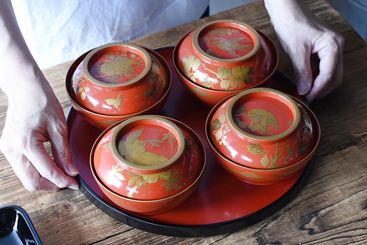 輪島塗 宗和膳 朱漆 吸物椀 煮物椀 六点揃 5セット 美品 懐石膳AK60