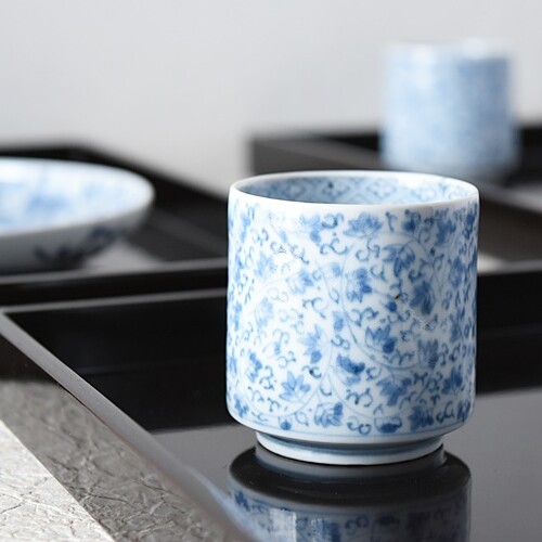 e2548 古伊万里 染付 覗猪口 6客 覗き猪口 猪口