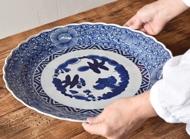 伊万里 風景図 染付 中皿 10枚 [B31452] 伊万里 風景図 染付 中皿 10枚