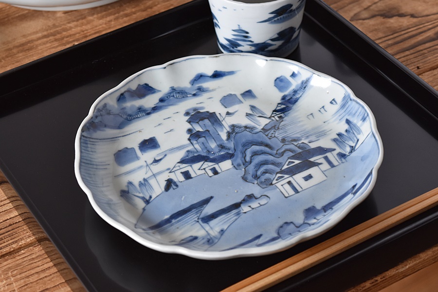 古伊万里山水図皿 5皿セット 磁器 なます皿 骨董品 古美術