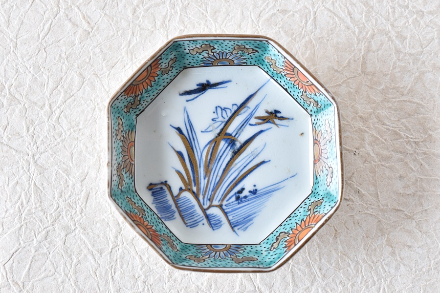 古伊万里 皿 かきつばた 燕子花 杜若 アヤメ アイリス 水仙 江戸 訳