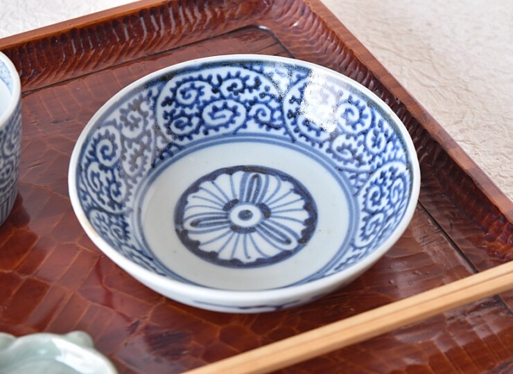 古伊万里 伊万里 染付 華の図 なます皿 菓子皿 5客 古