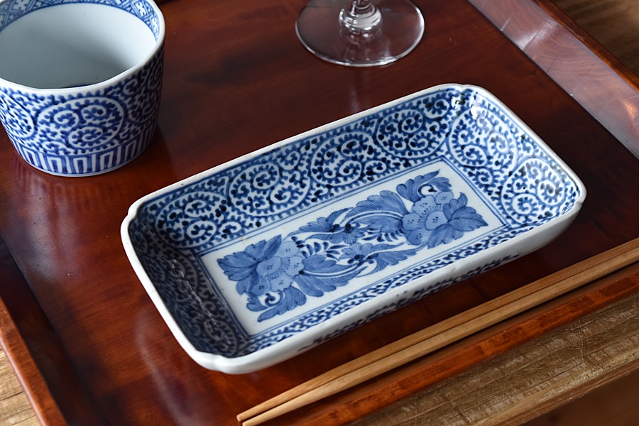 徳利□古伊万里染付蛸唐草紋とっくり 酒器 2本 花瓶 骨董 時代物(江戸