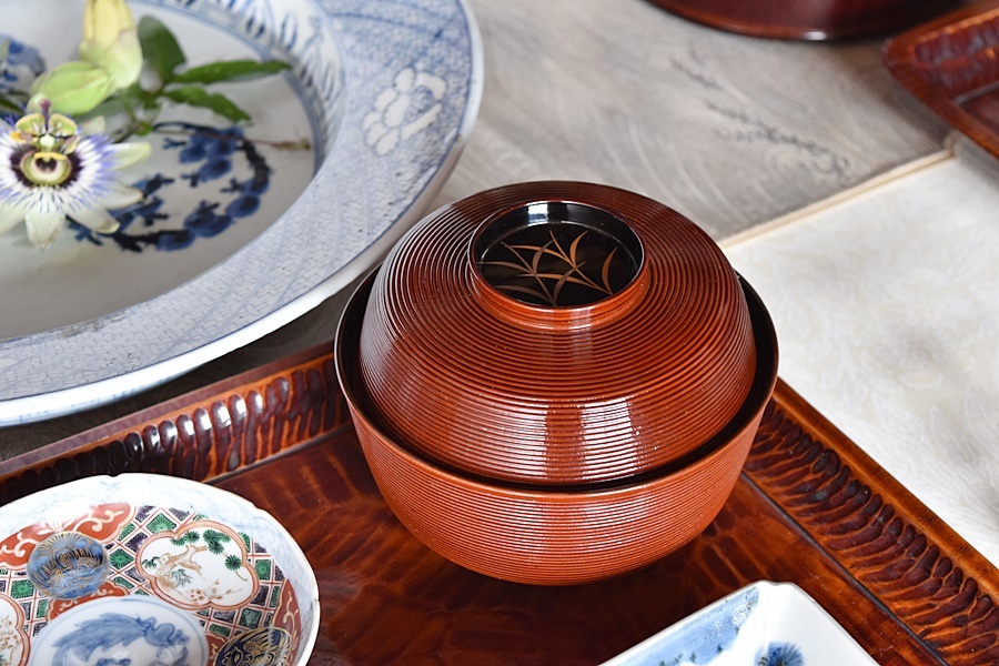 輪島塗 吸い物碗 金銀若松蒔絵 十客揃 輪島塗 吸い物碗 金銀若松蒔絵 十