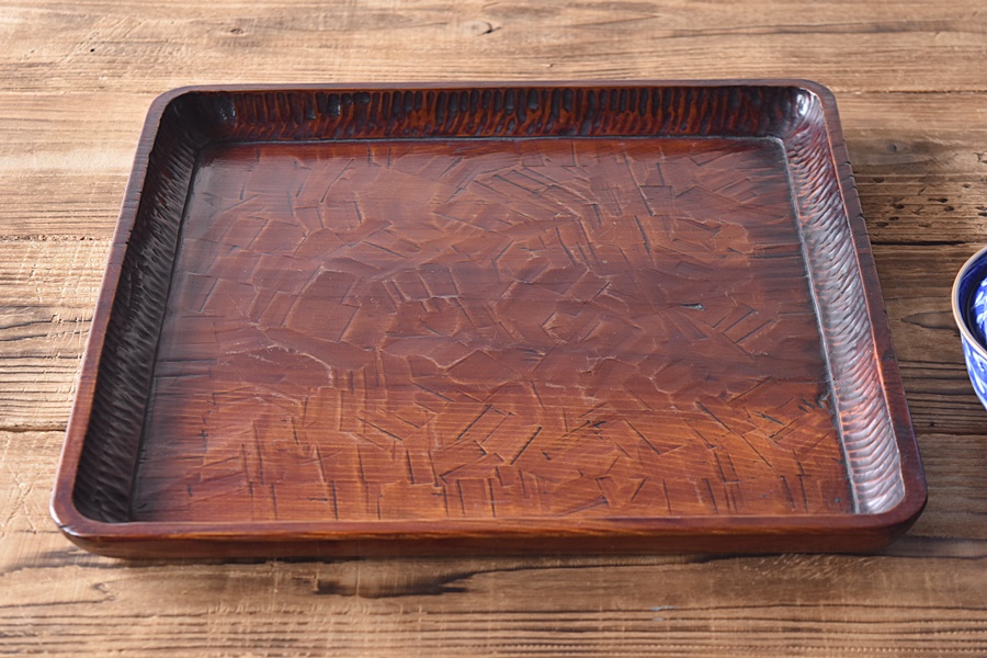 母」 讃岐彫 四方膳 五客揃い 讃岐膳 讃岐盆 くり抜き （114B） 母