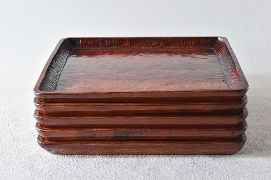 c8645c 讃岐彫 民芸 四方盆 膳 十枚 完売❣️伝統工芸 讃岐彫 四方