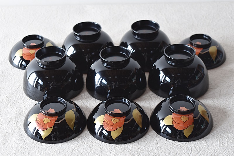 漆器 輪島塗 沈金 蒔絵 木製 皿 10客 美品です。木製・輪島真塗り 沈金