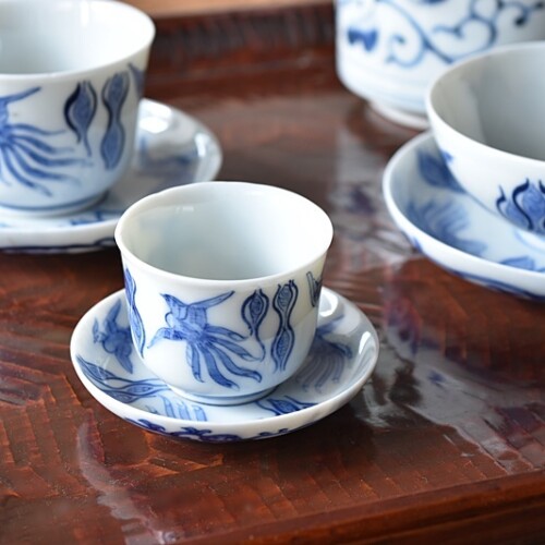 古伊万里 染付 微塵唐草 成化年製文 小皿 - 生活骨董と古布の