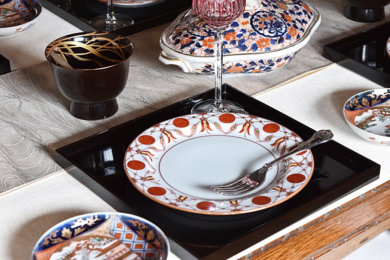 館林源右衛門 赤玉瓔珞文 赤絵瓔珞手 八寸皿 5枚セット - 生活骨董と